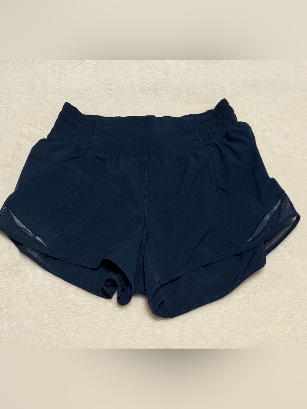 Navy Lululemon High Rise Hotty Hot shorts
